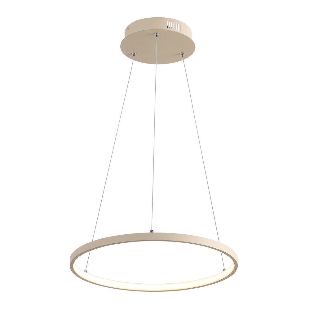 Brice 15.75" Modern Metal Round Dimmable Integrated LED Pendant, Beige