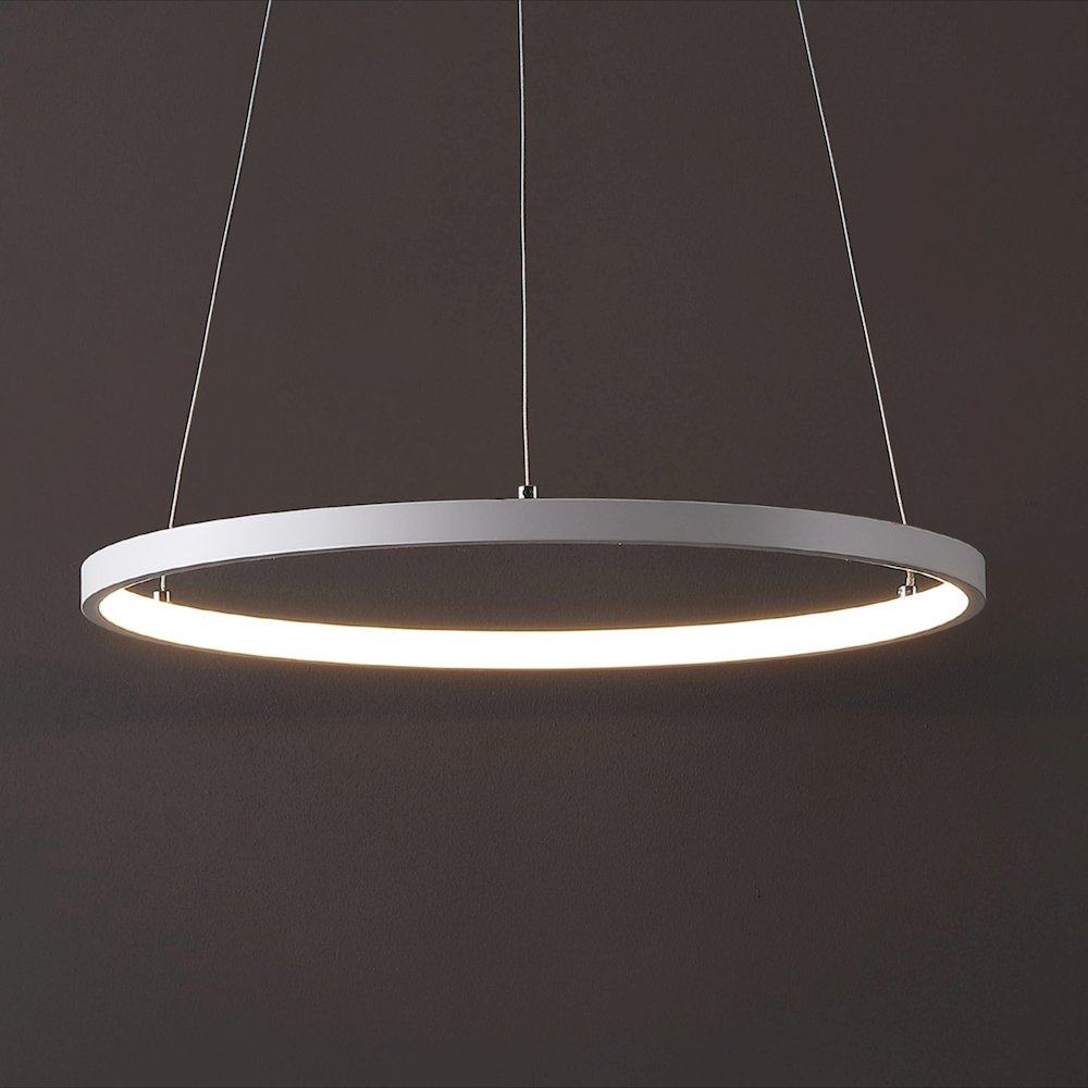 Brice 15.75" Modern Metal Round Dimmable Integrated LED Pendant, Matte White