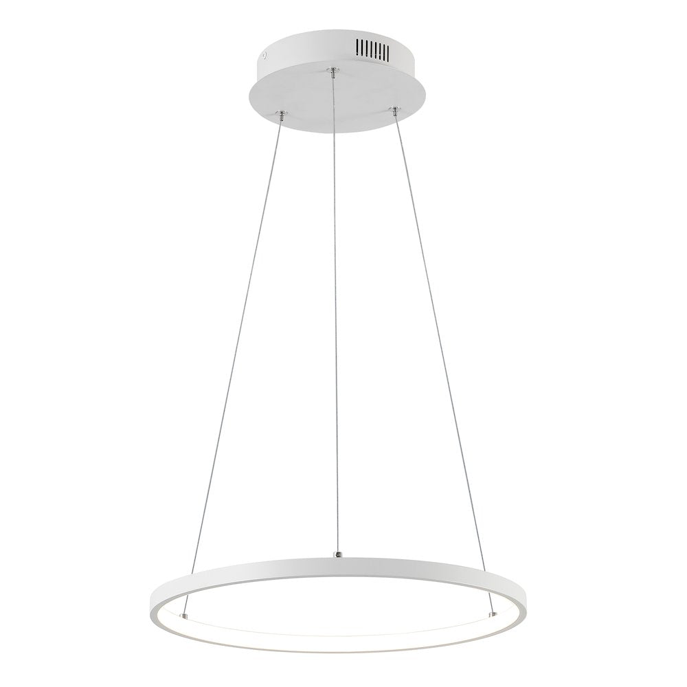 Brice 15.75" Modern Metal Round Dimmable Integrated LED Pendant, Matte White