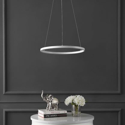 Brice 15.75" Modern Metal Round Dimmable Integrated LED Pendant, Matte White