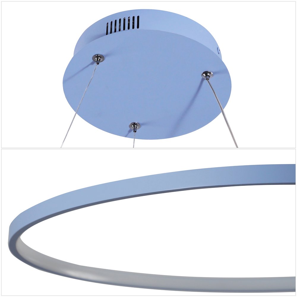 Brice 23.75" Modern Metal Round Dimmable Integrated LED Pendant, Blue