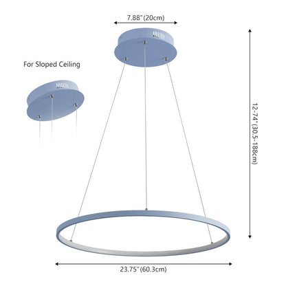 Brice 23.75" Modern Metal Round Dimmable Integrated LED Pendant, Blue