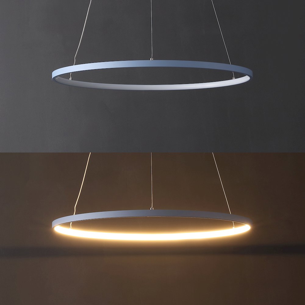 Brice 23.75" Modern Metal Round Dimmable Integrated LED Pendant, Blue