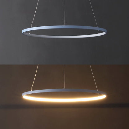 Brice 23.75" Modern Metal Round Dimmable Integrated LED Pendant, Blue