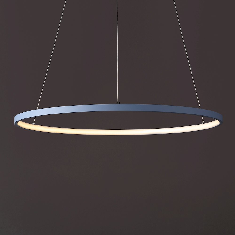 Brice 23.75" Modern Metal Round Dimmable Integrated LED Pendant, Blue