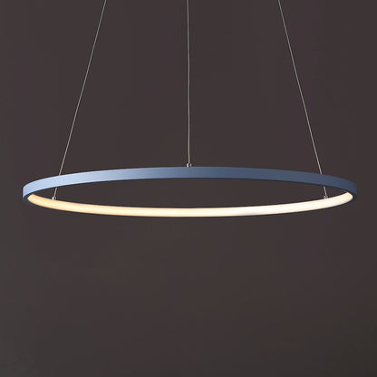 Brice 23.75" Modern Metal Round Dimmable Integrated LED Pendant, Blue