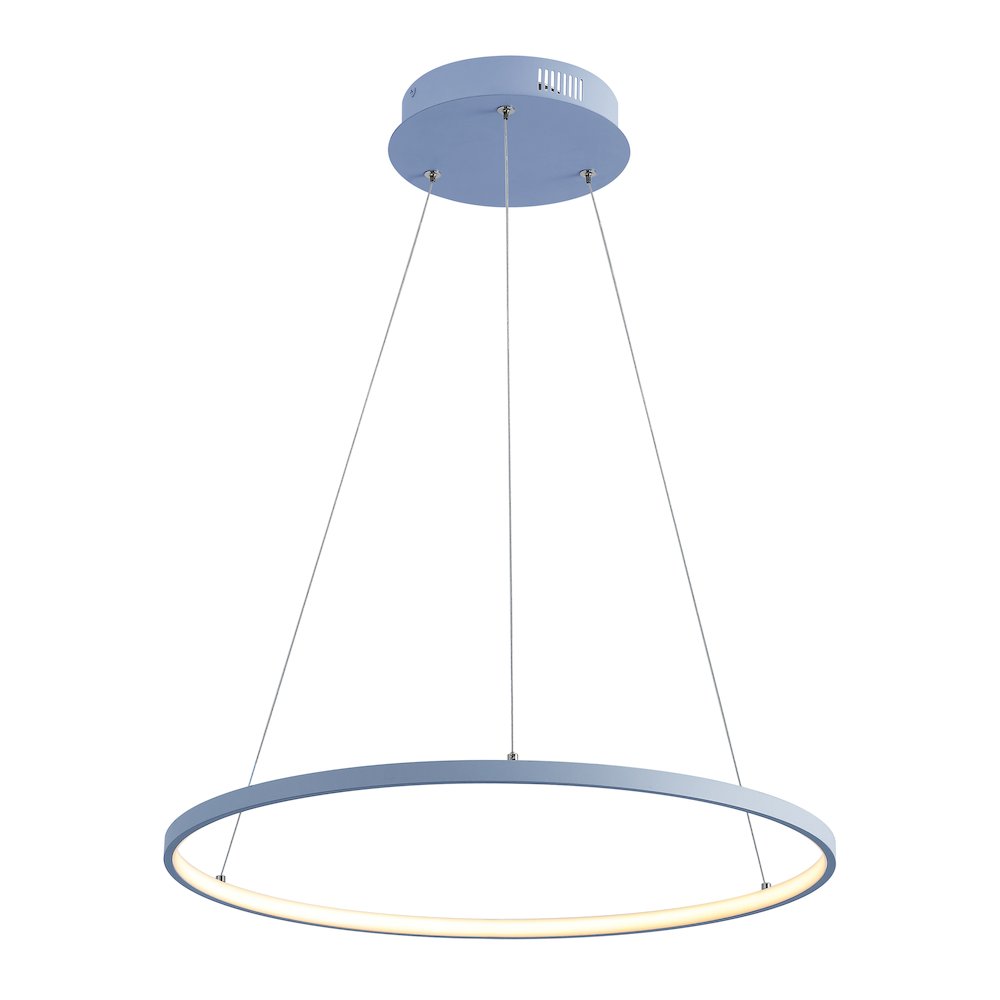 Brice 23.75" Modern Metal Round Dimmable Integrated LED Pendant, Blue