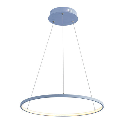 Brice 23.75" Modern Metal Round Dimmable Integrated LED Pendant, Blue
