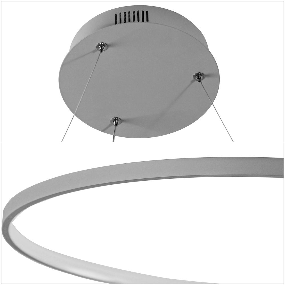 Brice 23.75" Modern Metal Round Dimmable Integrated LED Pendant, Gray