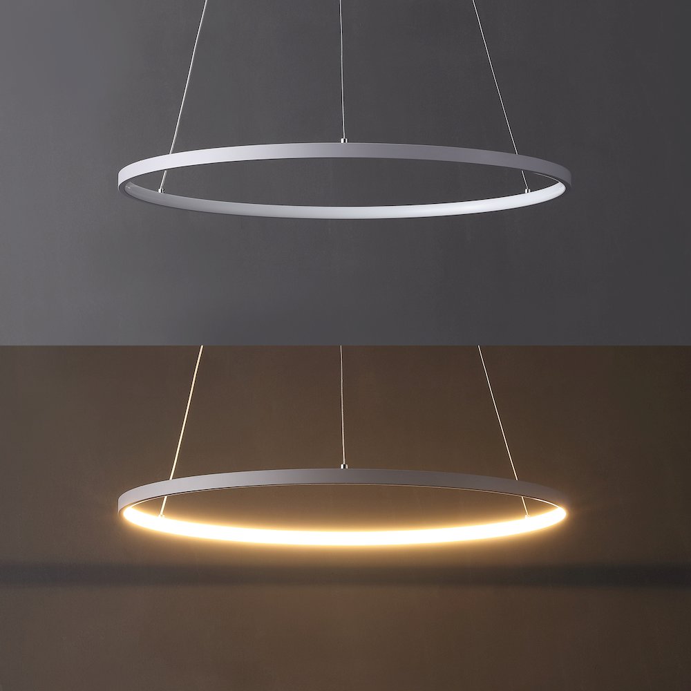 Brice 23.75" Modern Metal Round Dimmable Integrated LED Pendant, Gray