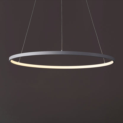 Brice 23.75" Modern Metal Round Dimmable Integrated LED Pendant, Gray