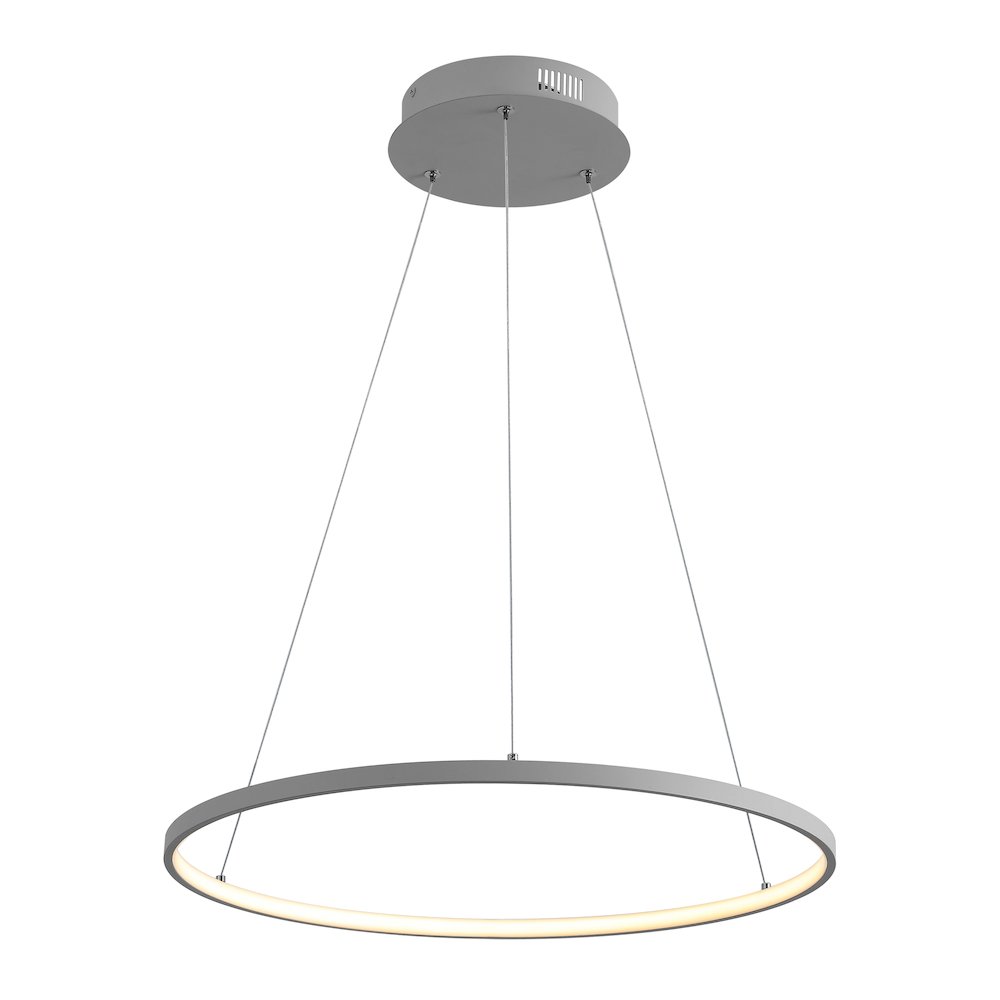Brice 23.75" Modern Metal Round Dimmable Integrated LED Pendant, Gray