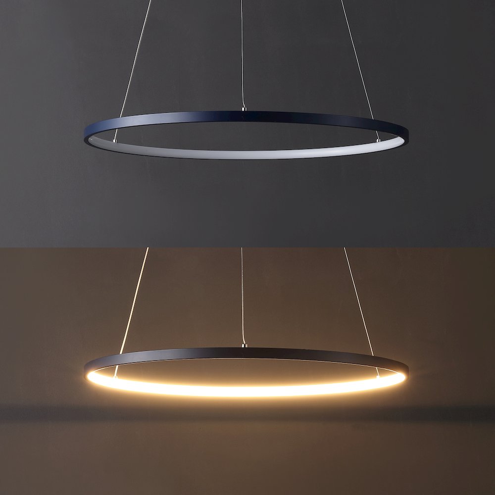 Brice 23.75" Modern Metal Round Dimmable Integrated LED Pendant, Navy