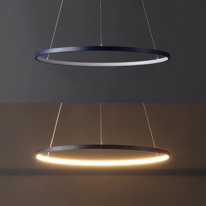 Brice 23.75" Modern Metal Round Dimmable Integrated LED Pendant, Navy