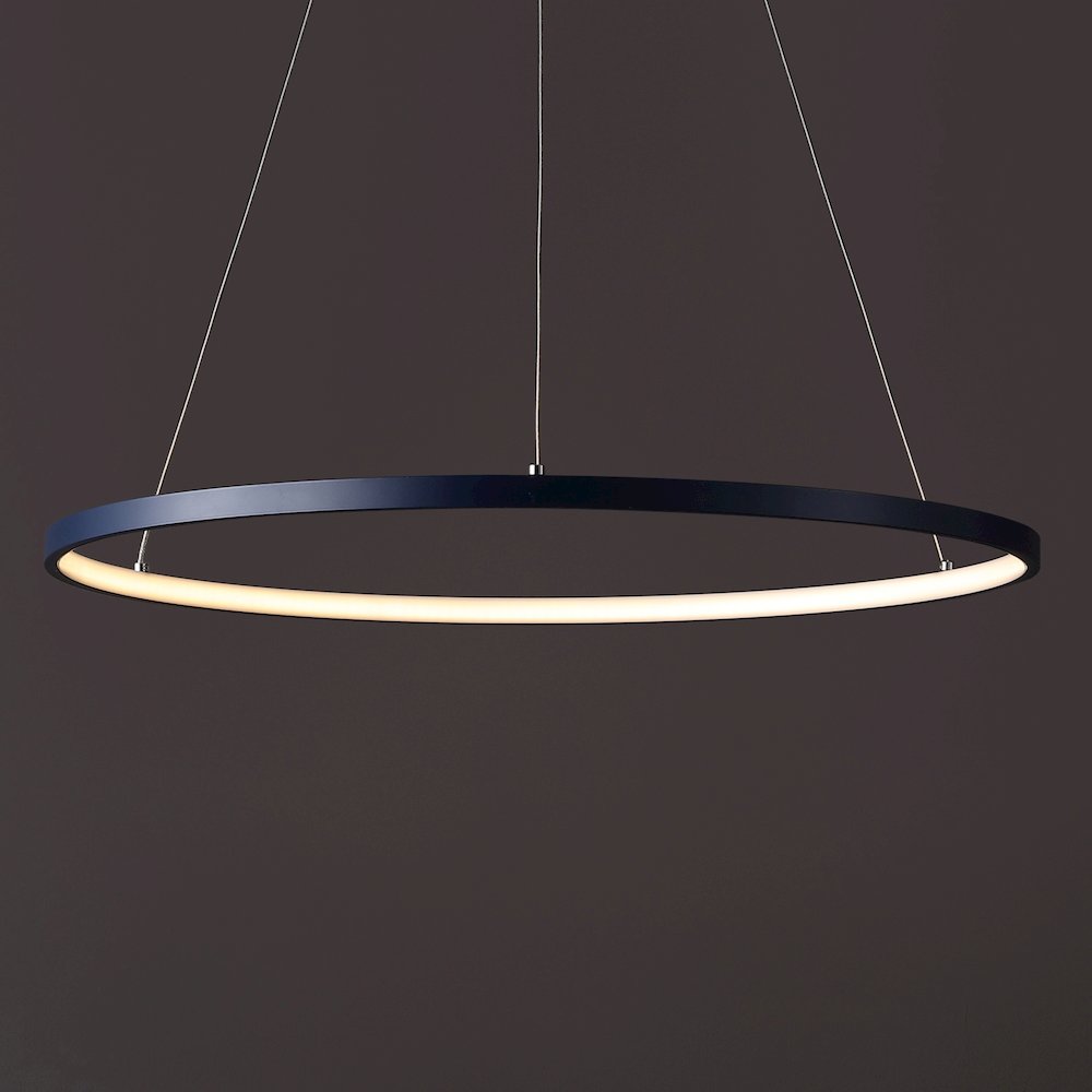 Brice 23.75" Modern Metal Round Dimmable Integrated LED Pendant, Navy