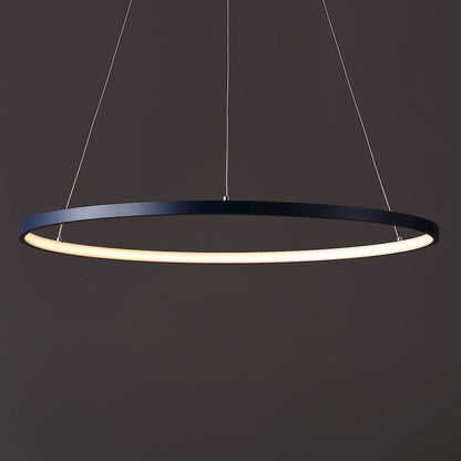 Brice 23.75" Modern Metal Round Dimmable Integrated LED Pendant, Navy