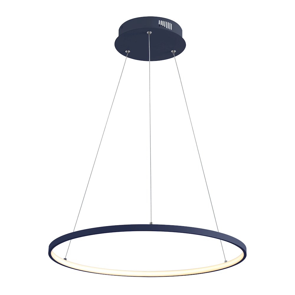 Brice 23.75" Modern Metal Round Dimmable Integrated LED Pendant, Navy