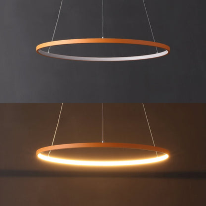 Brice 23.75" Modern Metal Round Dimmable Integrated LED Pendant, Orange