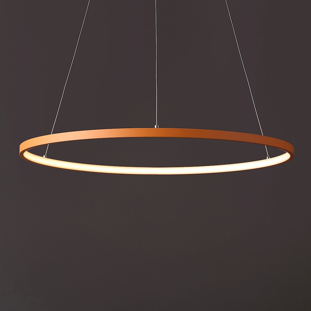 Brice 23.75" Modern Metal Round Dimmable Integrated LED Pendant, Orange