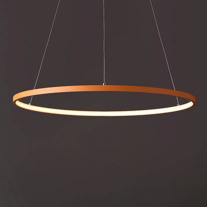 Brice 23.75" Modern Metal Round Dimmable Integrated LED Pendant, Orange