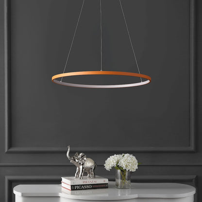 Brice 23.75" Modern Metal Round Dimmable Integrated LED Pendant, Orange