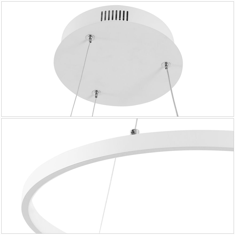 Brice 23.75" Modern Metal Round Dimmable Integrated LED Pendant, Matte White