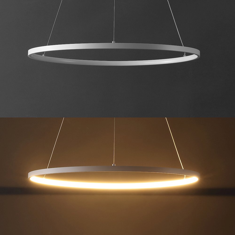 Brice 23.75" Modern Metal Round Dimmable Integrated LED Pendant, Matte White