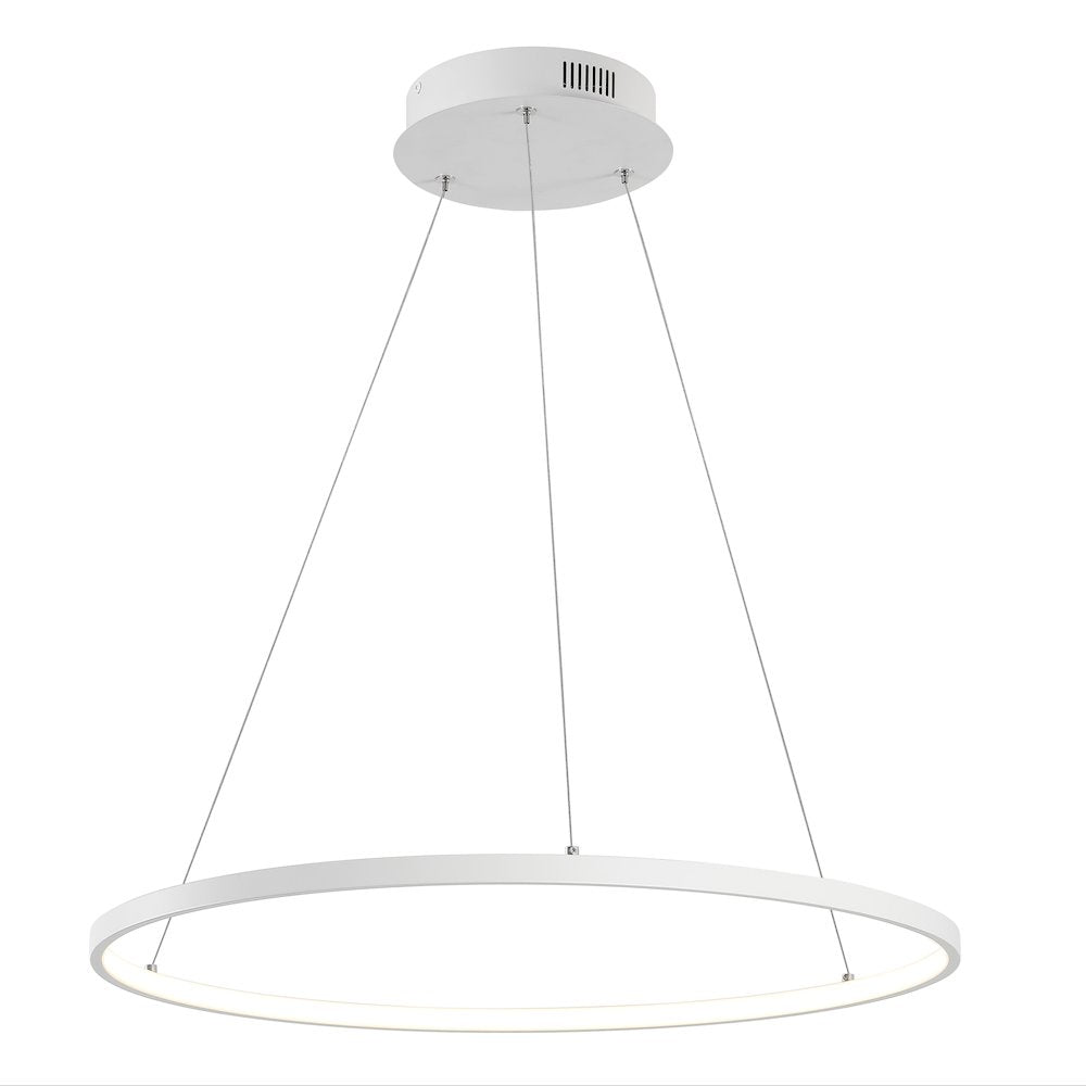 Brice 23.75" Modern Metal Round Dimmable Integrated LED Pendant, Matte White