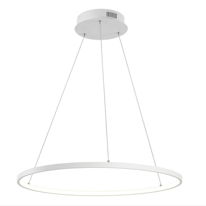 Brice 23.75" Modern Metal Round Dimmable Integrated LED Pendant, Matte White