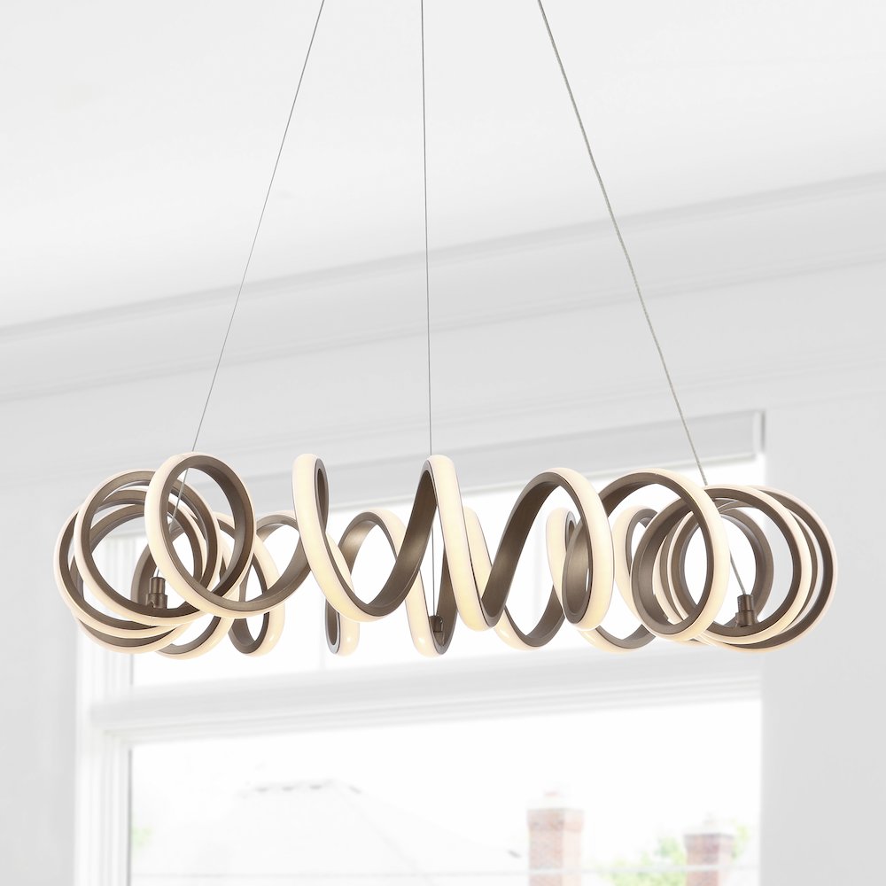 Cursive Adjustable Spiral Integrated Led Metal Chandelier Ceiling Light