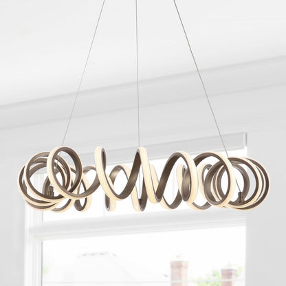 Cursive Adjustable Spiral Integrated Led Metal Chandelier Ceiling Light