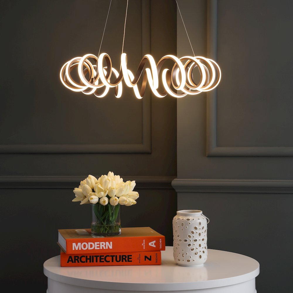 Cursive Adjustable Spiral Integrated Led Metal Chandelier Ceiling Light