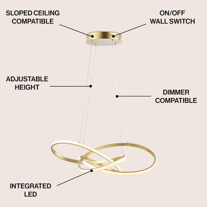 Alexia Abstract Integrated Led Metal Adjustable Pendant