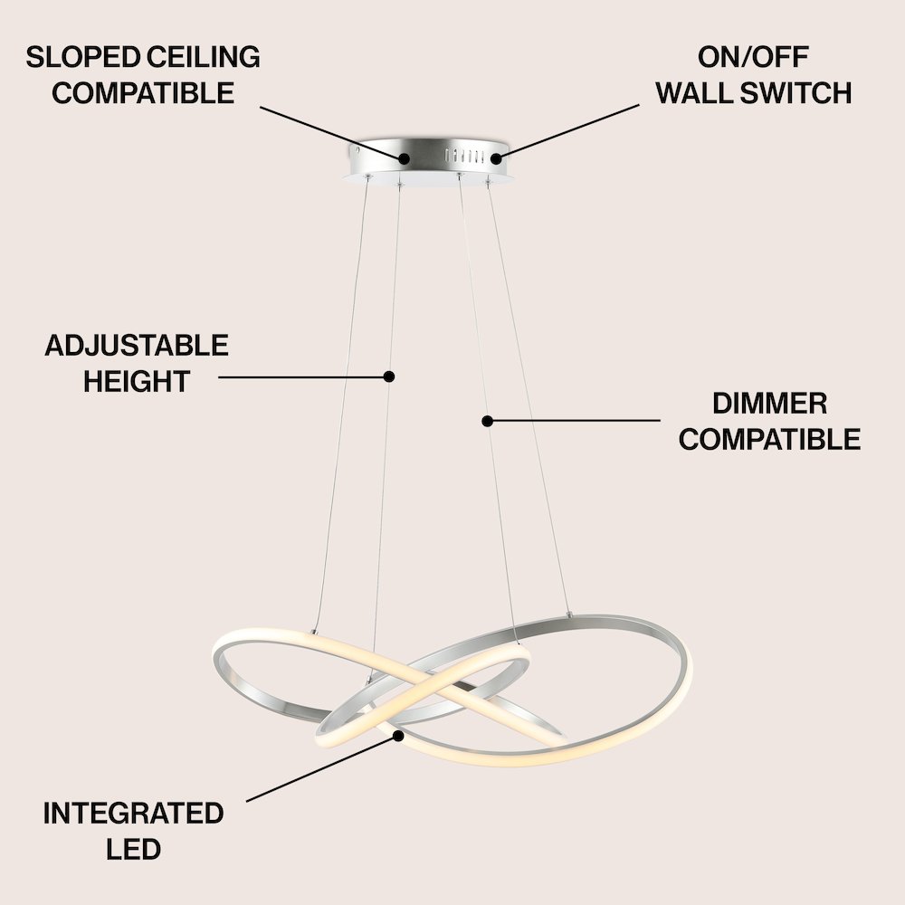 Alexia Abstract Integrated Led Metal Adjustable Pendant