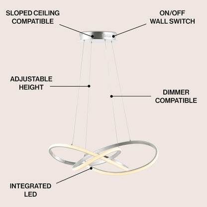 Alexia Abstract Integrated Led Metal Adjustable Pendant