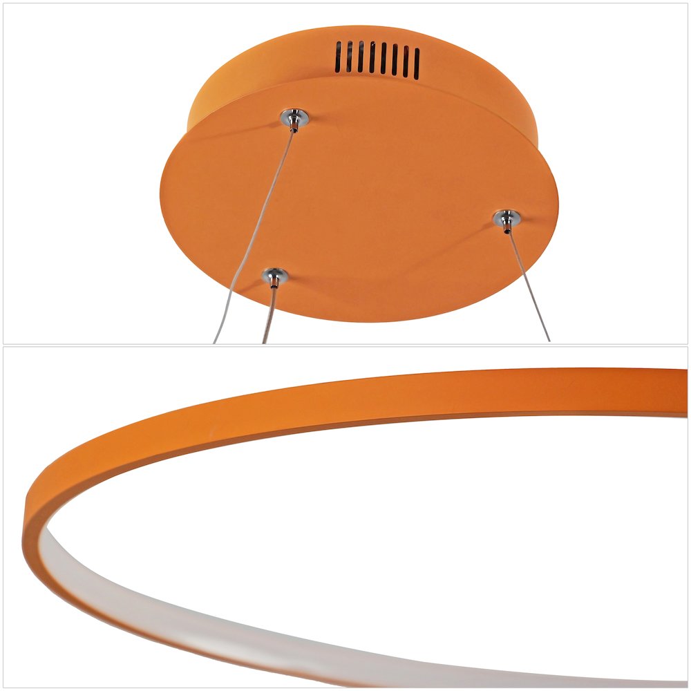 Brice 35" Modern Metal Round Dimmable Integrated LED Pendant, Orange