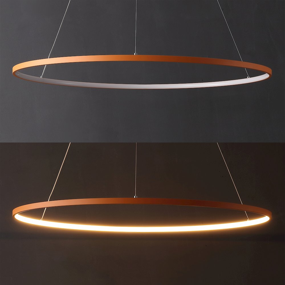 Brice 35" Modern Metal Round Dimmable Integrated LED Pendant, Orange