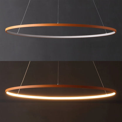 Brice 35" Modern Metal Round Dimmable Integrated LED Pendant, Orange