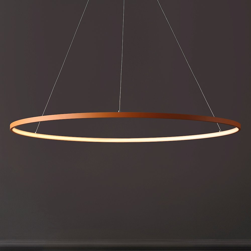 Brice 35" Modern Metal Round Dimmable Integrated LED Pendant, Orange