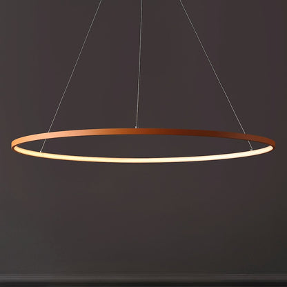 Brice 35" Modern Metal Round Dimmable Integrated LED Pendant, Orange