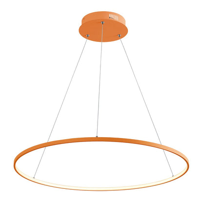 Brice 35" Modern Metal Round Dimmable Integrated LED Pendant, Orange
