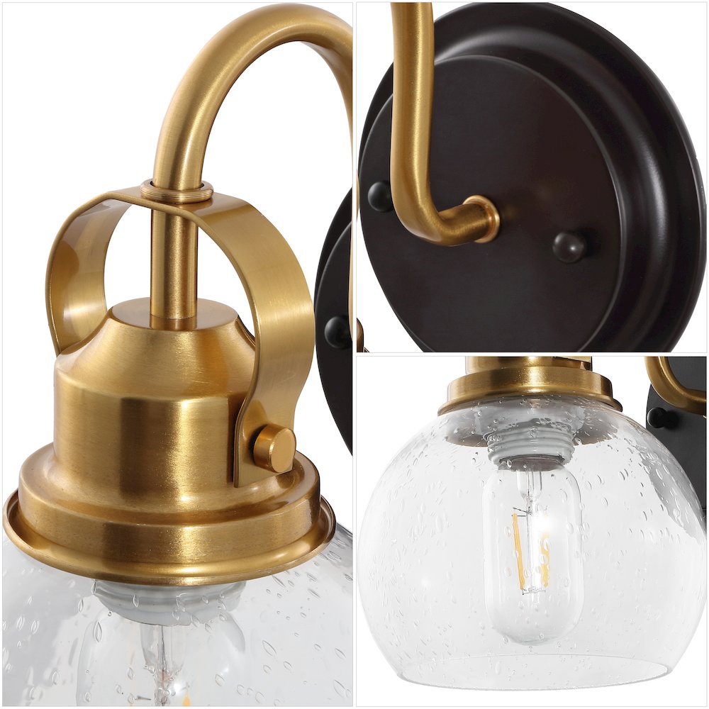 Shirley 1-Light Metal LED Vanity Light with Seeded Glass Globe Shade