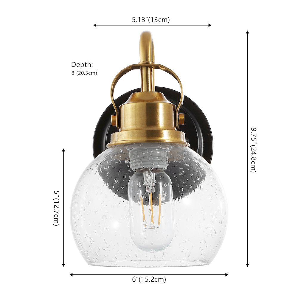 Shirley 1-Light Metal LED Vanity Light with Seeded Glass Globe Shade