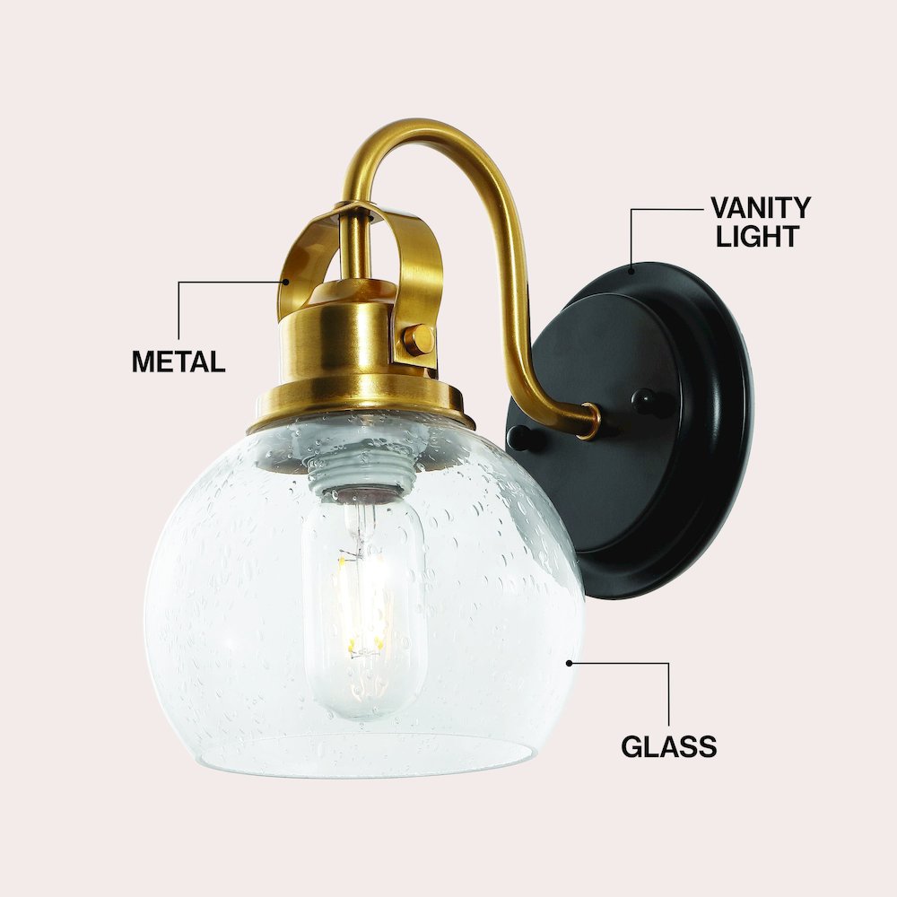 Shirley 1-Light Metal LED Vanity Light with Seeded Glass Globe Shade
