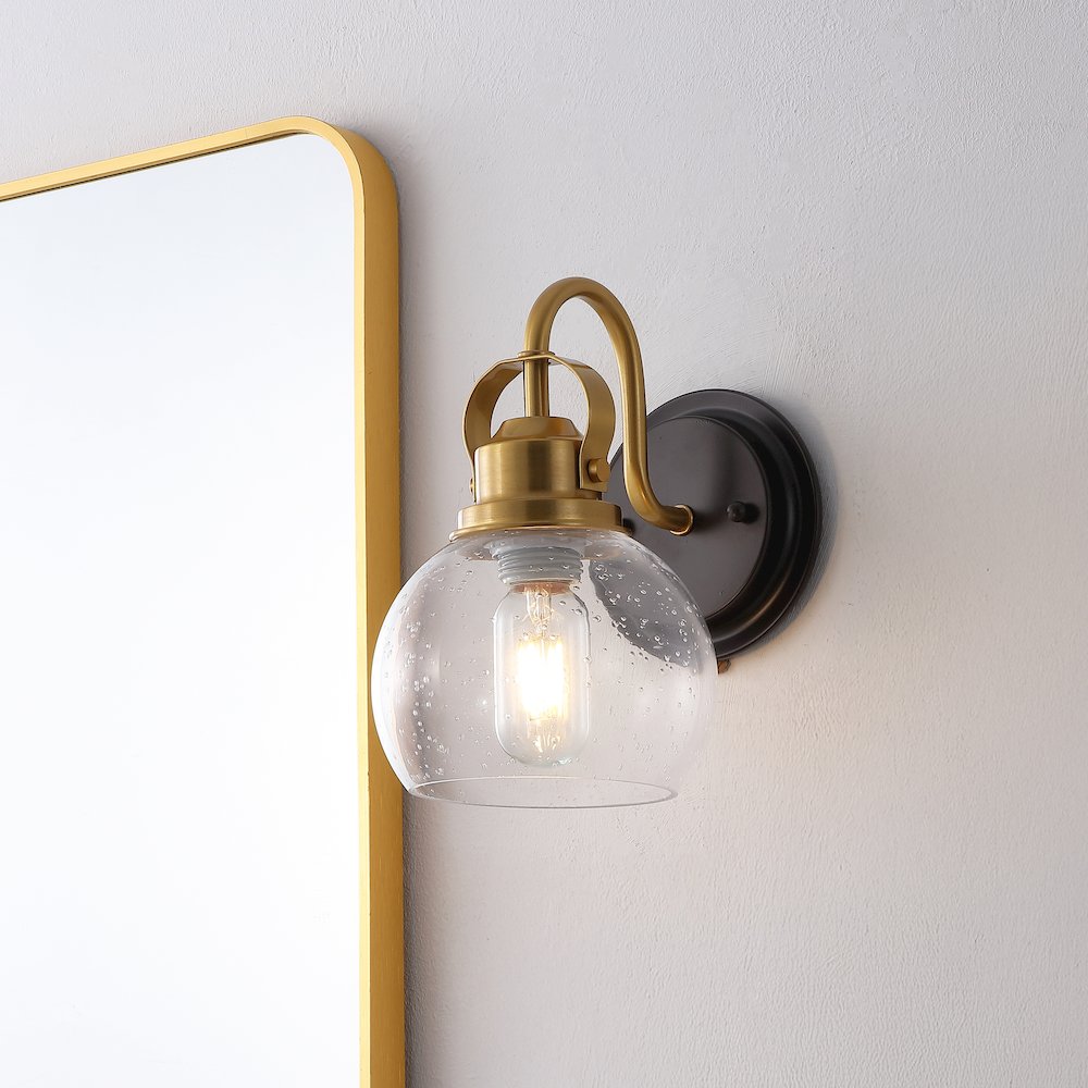 Shirley 1-Light Metal LED Vanity Light with Seeded Glass Globe Shade