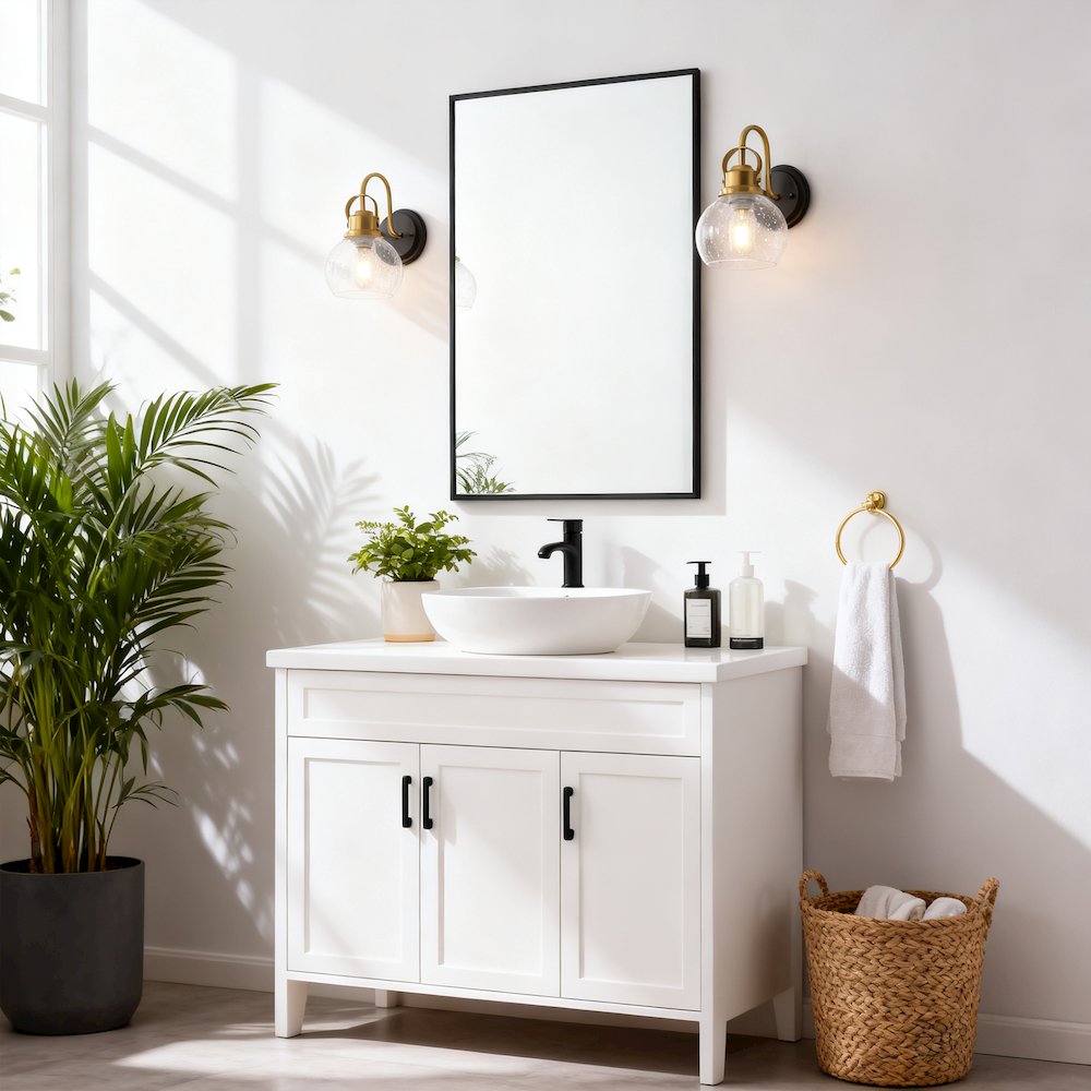 Shirley 1-Light Metal LED Vanity Light with Seeded Glass Globe Shade