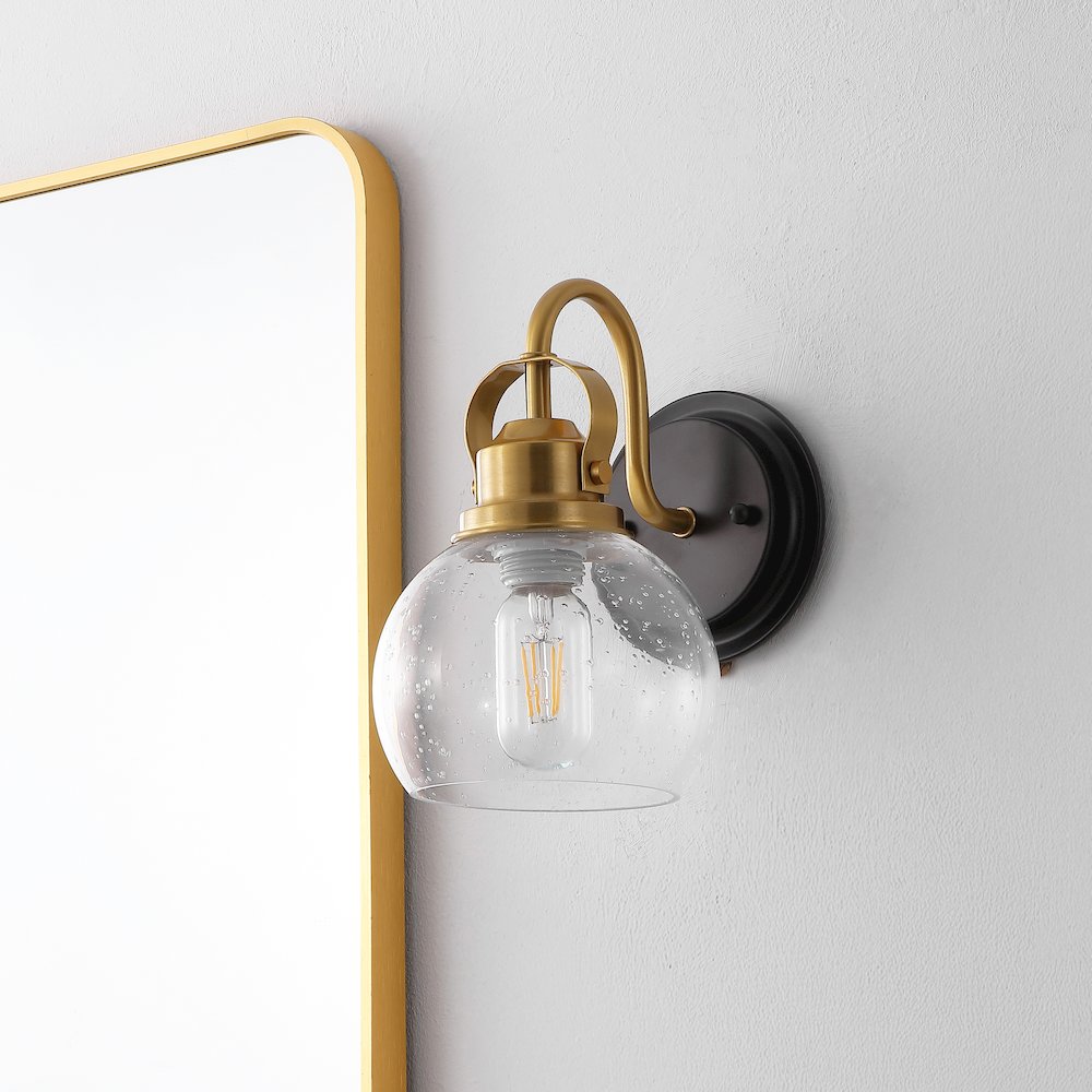Shirley 1-Light Metal LED Vanity Light with Seeded Glass Globe Shade
