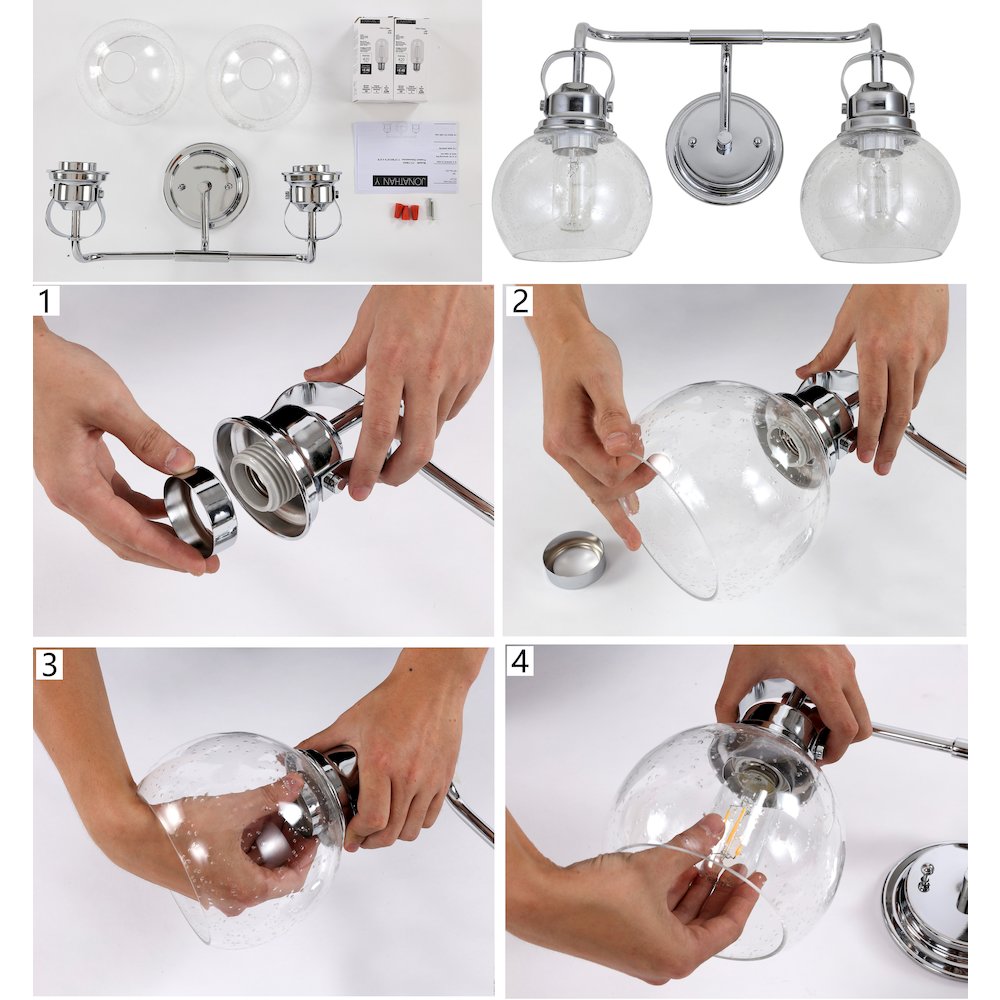 Shirley Metal Bubbled Glass Vanity Light
