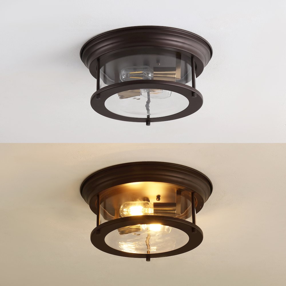 Lauren 2-Light Metal/Glass Led Flush Mount