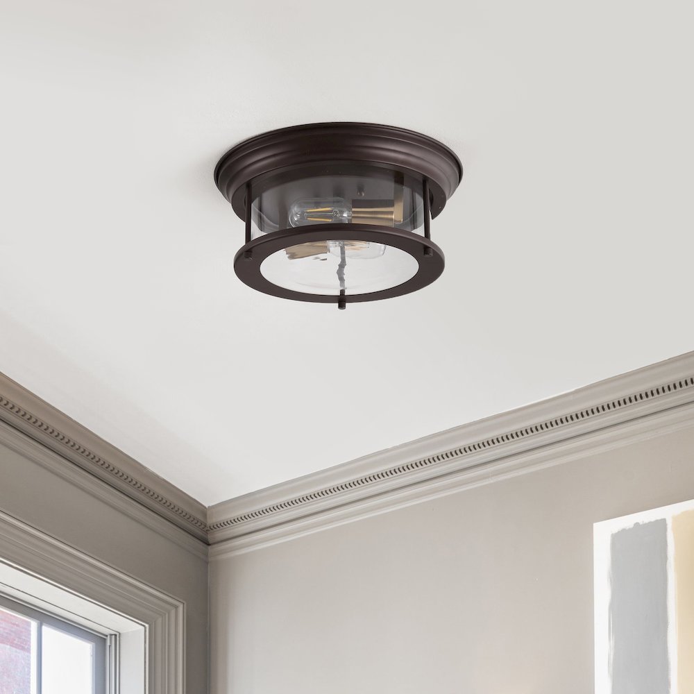 Lauren 2-Light Metal/Glass Led Flush Mount